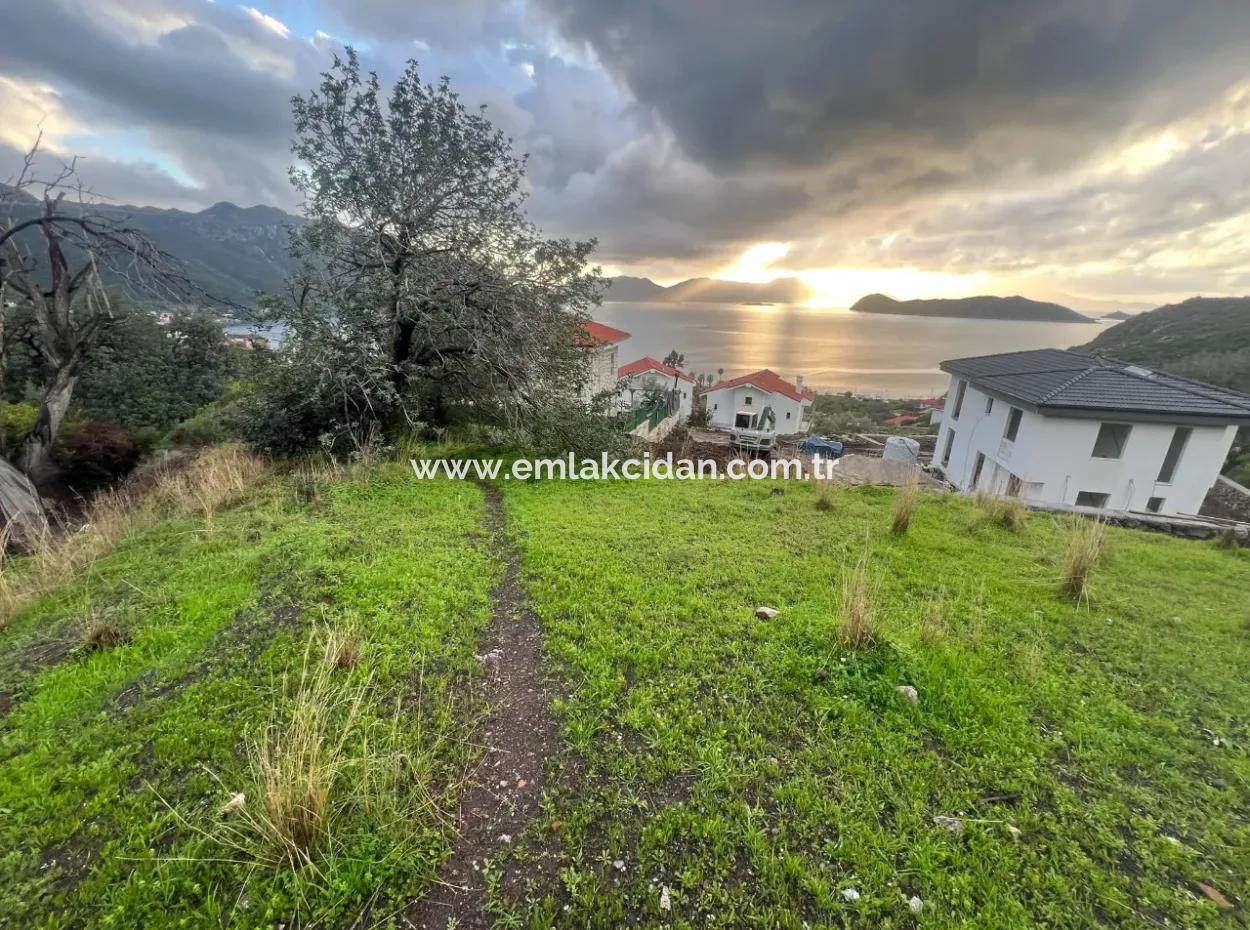 800M2 Grundstück Zum Verkauf Im Dorf Marmaris Söğüt Mit Meerblick 2 Villen Zoniert Oder Für Den Hotelbau Geeignet